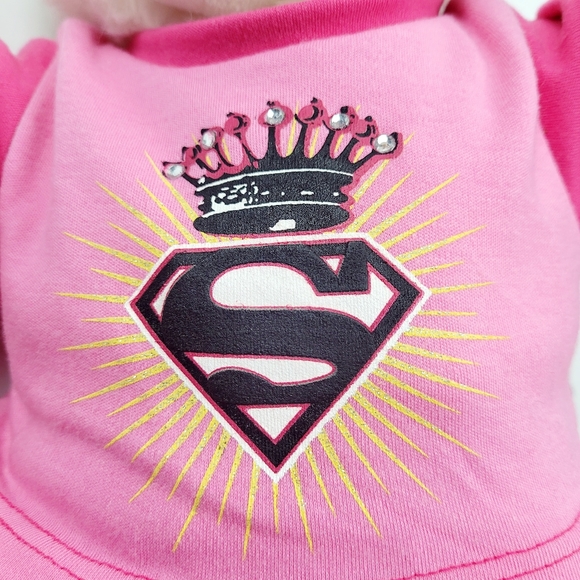 Build A Bear White Bunny Wearing a Skirt & Shirt with Superman Logo on it - Picture 5 of 10